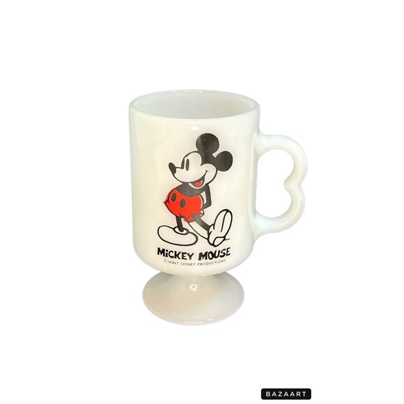 Walt Disney Vintage Breakable 8 ounceMickey Mouse Pedestal White Mug - Picture 7 of 8